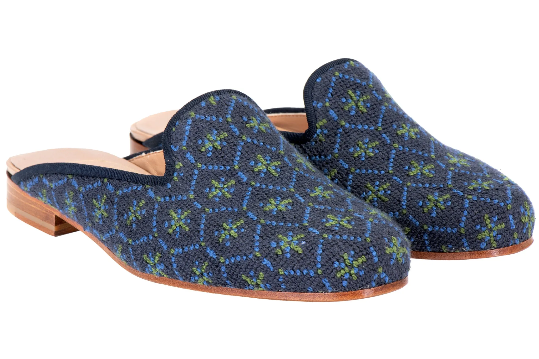 Bath Navy Needlepoint Mule (Women)