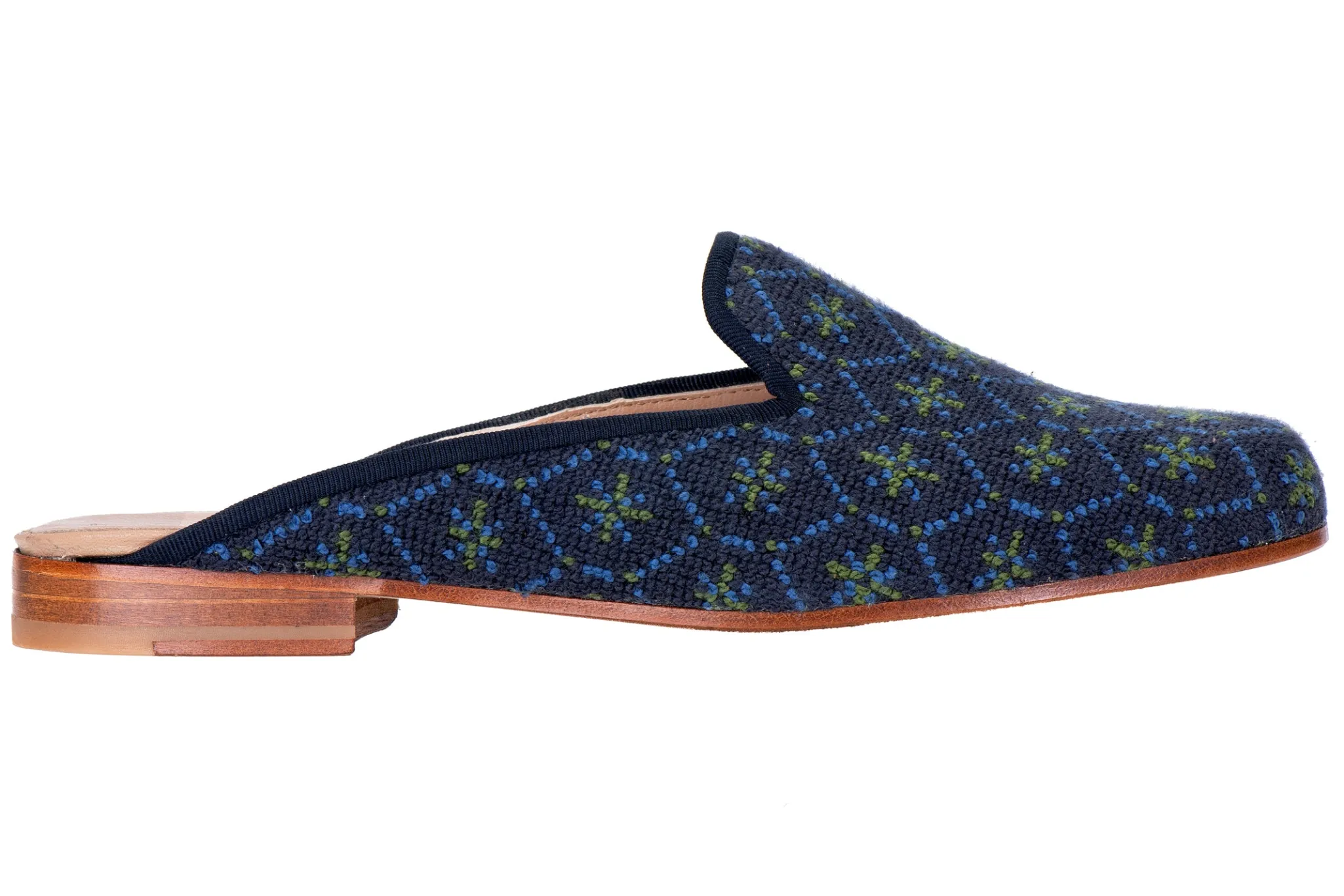 Bath Navy Needlepoint Mule (Women)
