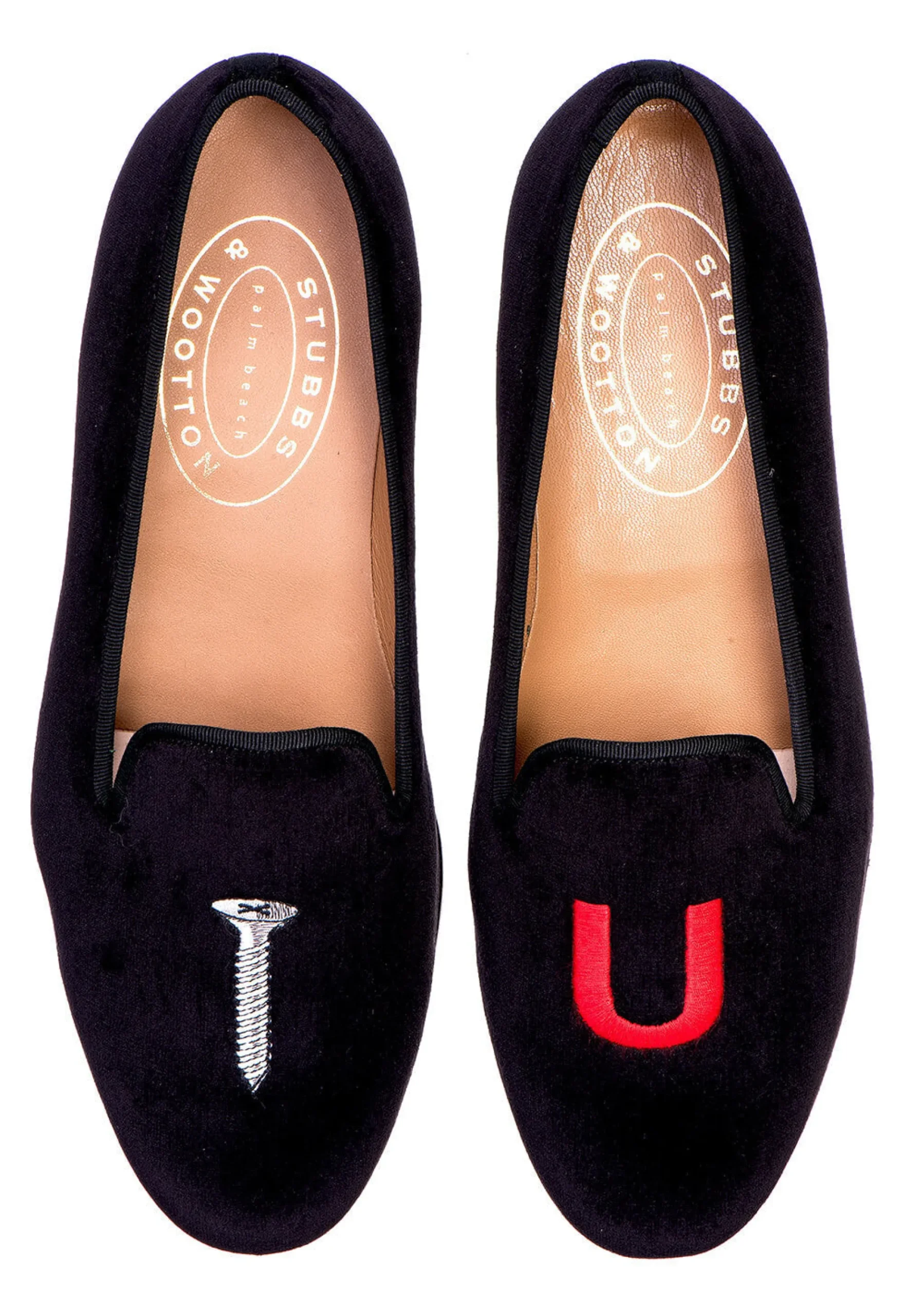 College Black Velvet Slipper (Wide)