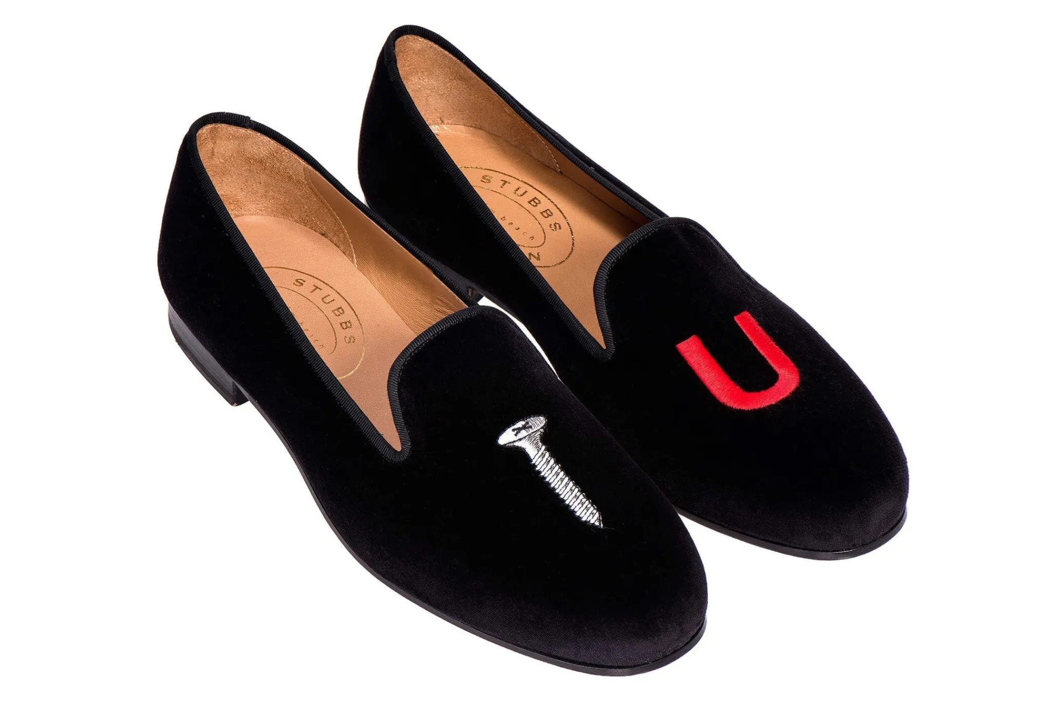 College Black Velvet Slipper (Wide)