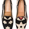 Crest Black Needlepoint Slipper (Wide)