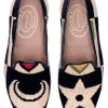 Crest Black Needlepoint Slipper (Men)