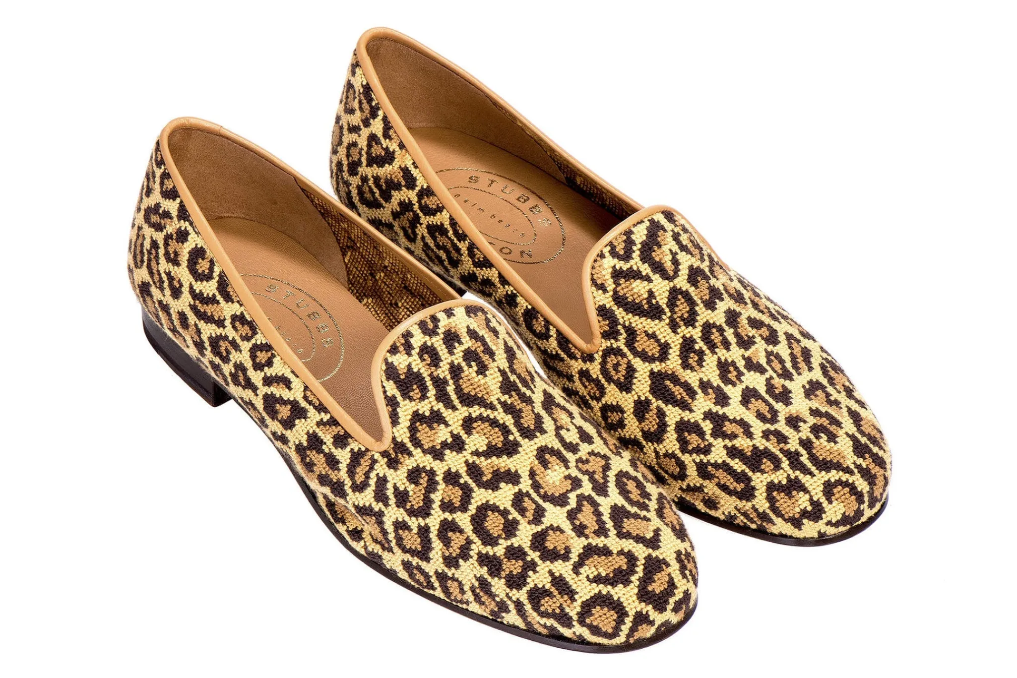Jane Leopard Needlepoint Slipper (Wide)