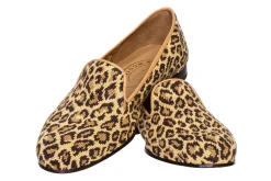 Jane Leopard Needlepoint Slipper (Wide)