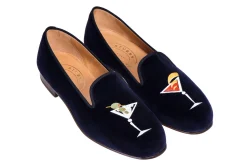 Martini Navy Velvet Slipper (Wide)