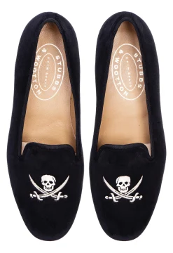 Skull Black Velvet Slipper (Men)