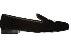 Skull Black Velvet Slipper (Women)
