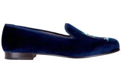 Storm Naval Velvet Slipper (Wide)