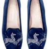 Zebras Navy Velvet Slipper (Men)